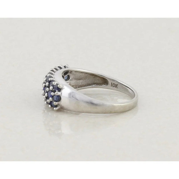 10k White Gold Natural Blue Sapphire Band Ring size 6.75 - Picture 6 of 7
